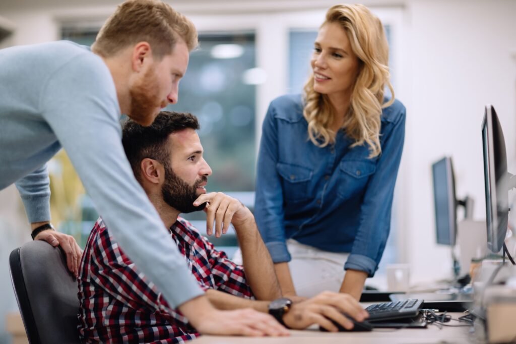 Programmer working in a software developing company