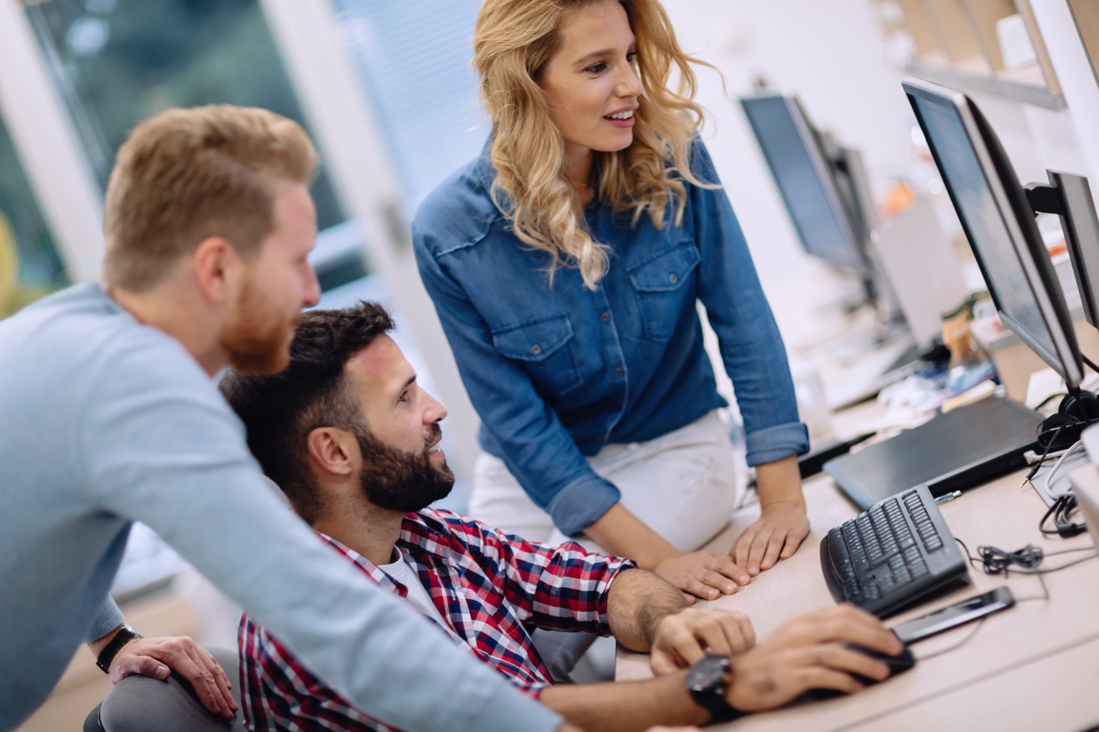 Programmer working in a software developing company